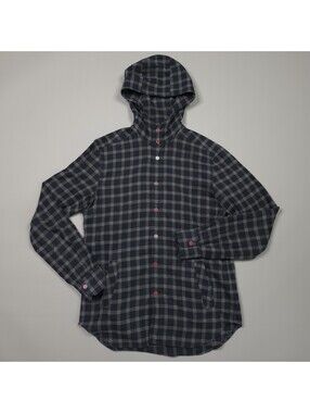 Kiton Mariano Plaid Hooded Button Up Shirt Designer Luxury 41 L
